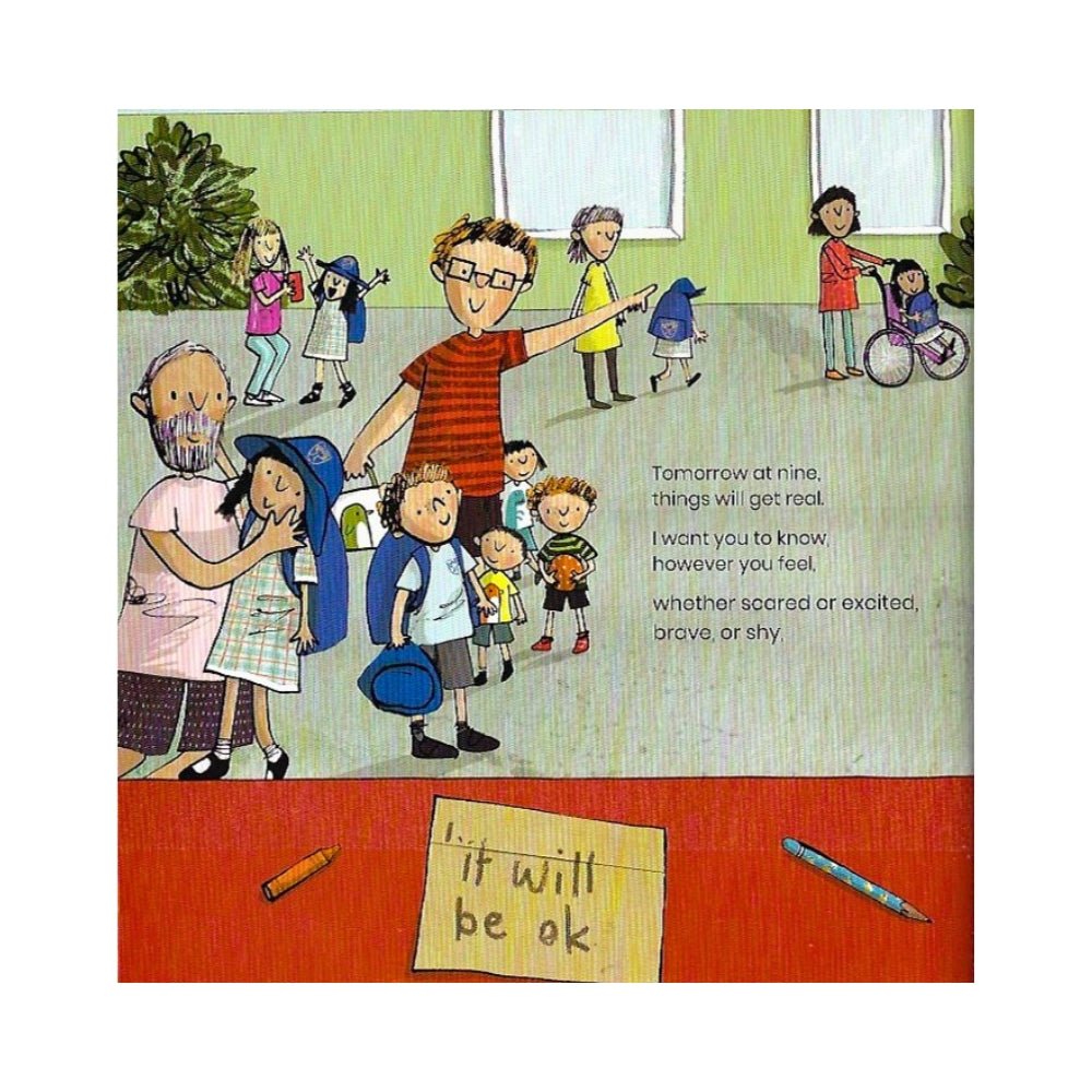 Inside pages of The Starting School List, a picture book about starting school. graduation gift pack for early learning centres
